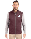 Arizona Cardinals Historic Cutter & Buck Mainsail Sweater-Knit Mens Full Zip Vest Bordeaux Heather Front Thumbnail Image