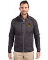 Pittsburgh Steelers Historic Cutter & Buck Mainsail Sweater-Knit Mens Big and Tall Full Zip Jacket Charcoal Heather Front Thumbnail Image