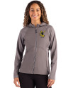 Pittsburgh Steelers Historic Cutter & Buck Adapt Recycled Soft Knit Stretch Womens Hybrid Full Zip Jacket Elemental Grey Front Thumbnail Image