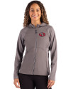 San Francisco 49ers Historic Cutter & Buck Adapt Recycled Soft Knit Stretch Womens Hybrid Full Zip Jacket Elemental Grey Front Thumbnail Image