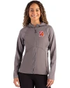 View image 4: Tampa Bay Buccaneers Historic Cutter & Buck Adapt Recycled Soft Knit Stretch Womens Hybrid Full Zip Jacket Elemental Grey Front