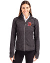 Tampa Bay Buccaneers Historic Cutter & Buck Mainsail Sweater-Knit Womens Full Zip Jacket Charcoal Heather Front Thumbnail Image