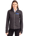 Seattle Seahawks Historic Cutter & Buck Mainsail Sweater-Knit Womens Full Zip Jacket Charcoal Heather Front Thumbnail Image