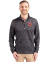 Tampa Bay Buccaneers Historic Cutter & Buck Traverse Stretch Eco Camo Print Quarter Zip Mens Pullover Black Front Thumbnail Image