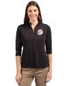 Miami Dolphins Historic Cutter & Buck Virtue Recycled Featherlight Pique Womens Half Zip Hooded Pullover Black Front Thumbnail Image