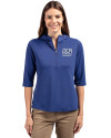 New York Giants Historic Cutter & Buck Virtue Eco Pique Recycled Half Zip Pullover Womens Hoodie Tour Blue Front Thumbnail Image