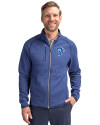 Los Angeles Rams Historic Cutter & Buck Mainsail Sweater-Knit Mens Full Zip Jacket Tour Blue Heather Front Thumbnail Image
