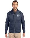 New York Giants Historic Cutter & Buck Mainsail Sweater-Knit Mens Full Zip Jacket Liberty Navy Heather Front Thumbnail Image