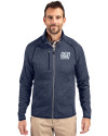 View image 4: New York Giants Historic Cutter & Buck Mainsail Sweater-Knit Mens Full Zip Jacket Liberty Navy Heather Front