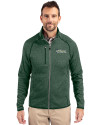 New York Jets Historic Cutter & Buck Mainsail Sweater-Knit Mens Full Zip Jacket Hunter Heather Front Thumbnail Image