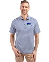 Seattle Seahawks Historic Cutter & Buck Virtue Eco Pique Stripe Recycled Mens Polo Tour Blue Front Thumbnail Image