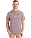 Arizona Cardinals Historic Cutter & Buck Virtue Recycled Stripe Featherlight Pique Mens Polo Bordeaux Front Thumbnail Image