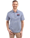 New York Giants Historic Cutter & Buck Virtue Eco Pique Stripe Recycled Mens Polo Tour Blue Front Thumbnail Image
