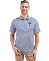 New England Patriots Historic Cutter & Buck Virtue Eco Pique Stripe Recycled Mens Polo Tour Blue Front Thumbnail Image