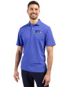 Seattle Seahawks Historic Cutter & Buck Virtue Eco Pique Tile Print Recycled Mens Polo Chelan Blue Front Thumbnail Image