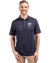 Los Angeles Chargers Historic Cutter & Buck Virtue Eco Pique Tile Print Recycled Mens Polo Navy Blue Front Thumbnail Image