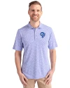 Los Angeles Rams Historic Cutter & Buck Virtue Eco Pique Botanical Print Recycled Mens Polo Chelan Blue Front Thumbnail Image