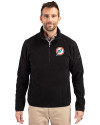 Miami Dolphins Historic Cutter & Buck Cascade Eco Fleece Mens Quarter Zip Jacket Black Front Thumbnail Image