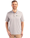 New York Jets Historic Cutter & Buck Forge Tonal Stripe Stretch Mens Polo Polished Medium Gray Front Thumbnail Image