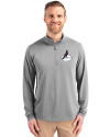 Arizona Cardinals Historic Cutter & Buck Virtue Eco Pique Recycled Quarter Zip Mens Pullover Polished Medium Gray Front Thumbnail Image