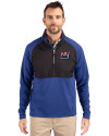 New York Giants Historic Cutter & Buck Adapt Eco Knit Hybrid Recycled Mens Quarter Zip Tour Blue/Black Front Thumbnail Image