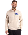Seattle Seahawks Historic Cutter & Buck Adapt Recycled Soft Knit Stretch Mens Hybrid Quarter Zip Pullover  Wheat Heather Front Thumbnail Image