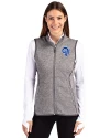 Los Angeles Rams Historic Cutter & Buck Mainsail Sweater Knit Womens Full Zip Vest Polished Heather Front Thumbnail Image