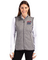 New York Giants Historic Cutter & Buck Mainsail Sweater Knit Womens Full Zip Vest Polished Heather Front Thumbnail Image