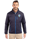 Los Angeles Chargers Historic Cutter & Buck Rainier Recycled Insulated Puffer Mens Full Zip Jacket Dark Navy Front Thumbnail Image