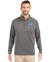 Los Angeles Rams Historic Cutter & Buck Adapt Recycled Soft Knit Stretch  Mens Quarter Zip Pullover Elemental Grey Front Thumbnail Image