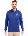 Los Angeles Rams Historic Cutter & Buck Adapt Recycled Soft Knit Stretch  Mens Quarter Zip Pullover Tour Blue Front Thumbnail Image