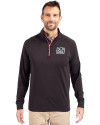 New York Giants Historic Cutter & Buck Adapt Eco Knit Stretch Recycled Mens Quarter Zip Pullover Black/Red Front Thumbnail Image