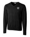 Las Vegas Raiders Historic Cutter & Buck Lakemont Tri-Blend Mens Big and Tall V-Neck Pullover Sweater Black Mannequin Thumbnail Image
