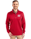 New York Giants Historic Cutter & Buck Traverse Recycled Smooth Stretch Mens Quarter Zip Pullover Red Front Thumbnail Image