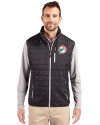Miami Dolphins Historic Cutter & Buck Rainier PrimaLoft® Mens Eco Insulated Full Zip Puffer Vest Black Front Thumbnail Image