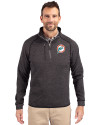 Miami Dolphins Historic Cutter & Buck Mainsail Sweater-Knit Mens Half Zip Pullover Jacket Charcoal Heather Front Thumbnail Image