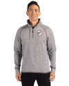 Miami Dolphins Historic Cutter & Buck Mainsail Sweater-Knit Mens Half Zip Pullover Jacket Polished Heather Front Thumbnail Image