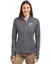 Los Angeles Chargers Historic Cutter & Buck Traverse Stretch Eco Quarter Zip Womens Pullover Elemental Grey Front Thumbnail Image