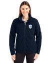 View image 1: Los Angeles Chargers Historic Cutter & Buck Cascade Epic Comfort Recycled Sherpa Fleece Womens Full Zip Jacket Navy Blue Front