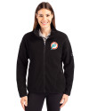 Miami Dolphins Historic Cutter & Buck Cascade Epic Comfort Recycled Sherpa Fleece Womens Full Zip Jacket Black Front Thumbnail Image