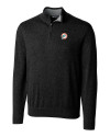 Miami Dolphins Historic Cutter & Buck Lakemont Tri-Blend Mens Big and Tall Quarter Zip Pullover Sweater Black Mannequin Thumbnail Image