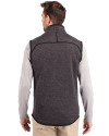 New England Patriots Historic Cutter & Buck Mainsail Sweater-Knit Mens Full Zip Vest Charcoal Heather Back Thumbnail Image