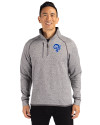 Los Angeles Rams Historic Cutter & Buck Mainsail Sweater-Knit Mens Big and Tall Half Zip Pullover Jacket Polished Heather Front Thumbnail Image