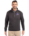 New England Patriots Historic Cutter & Buck Mainsail Sweater-Knit Mens Big and Tall Half Zip Pullover Jacket Charcoal Heather Front Thumbnail Image