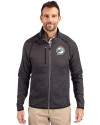 Miami Dolphins Historic Cutter & Buck Mainsail Sweater-Knit Mens Big and Tall Full Zip Jacket Charcoal Heather Front Thumbnail Image