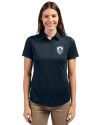 Los Angeles Chargers Historic Cutter & Buck Prospect Eco Textured Stretch Recycled Womens Short Sleeve Polo Navy Blue Front Thumbnail Image