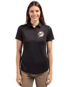 Miami Dolphins Historic Cutter & Buck Prospect Eco Textured Stretch Recycled Womens Short Sleeve Polo Black Front Thumbnail Image