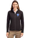 Los Angeles Rams Historic Cutter & Buck Adapt Recycled Soft Knit Stretch Womens Hybrid Full Zip Jacket Black Front Thumbnail Image