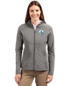 Los Angeles Chargers Historic Cutter & Buck Adapt Eco Knit Hybrid Recycled Womens Full Zip Jacket Elemental Grey Front Thumbnail Image