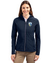 Los Angeles Chargers Historic Cutter & Buck Adapt Eco Knit Hybrid Recycled Womens Full Zip Jacket Navy Blue Front Thumbnail Image